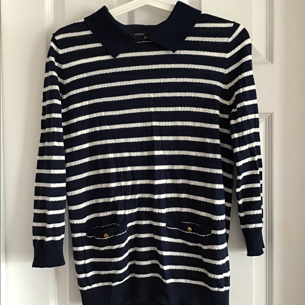 Knit striped sweater F21 with collar